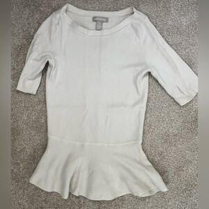 Banana Republic Cream Short-Sleeve Scoop Neck Sweater